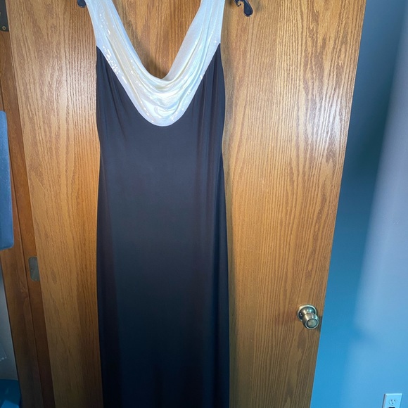 Calvin Klein Black gown white sequins. - Picture 3 of 6